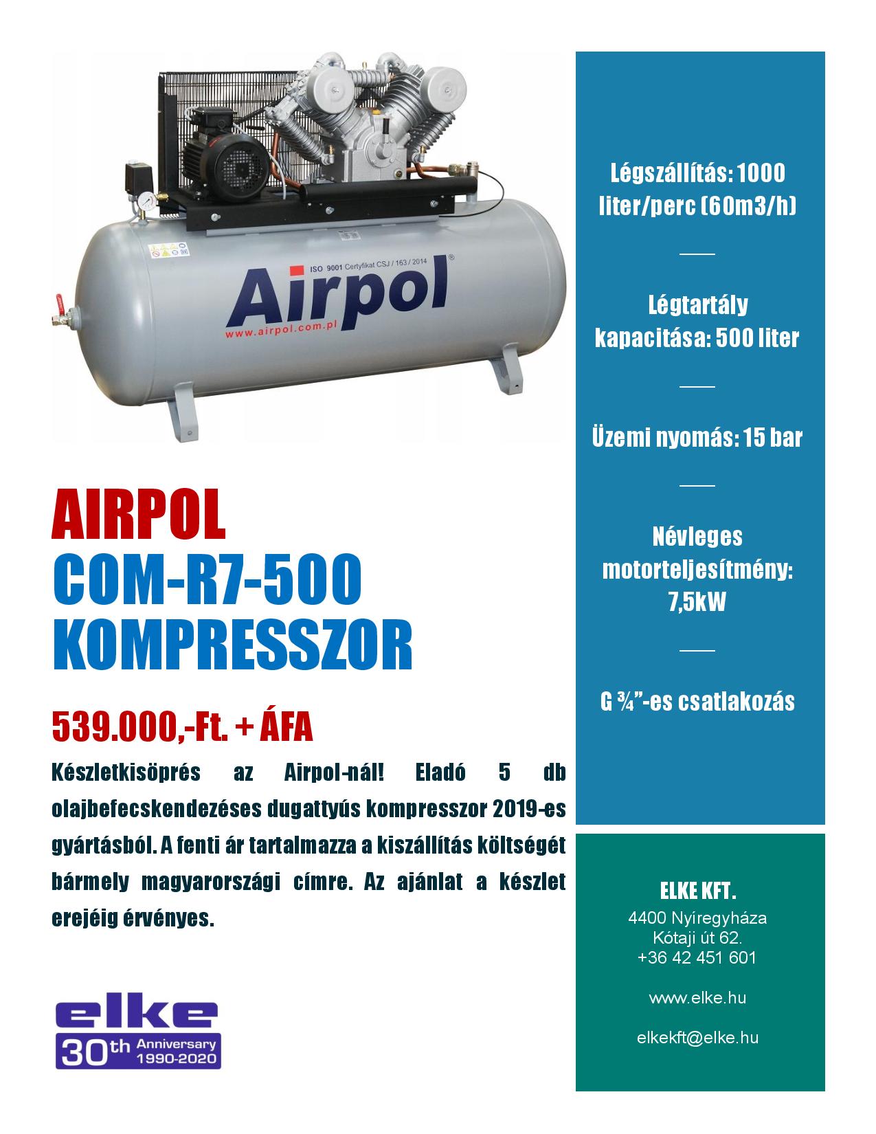 AIRPOL COM-R7-500 készletkisöprés