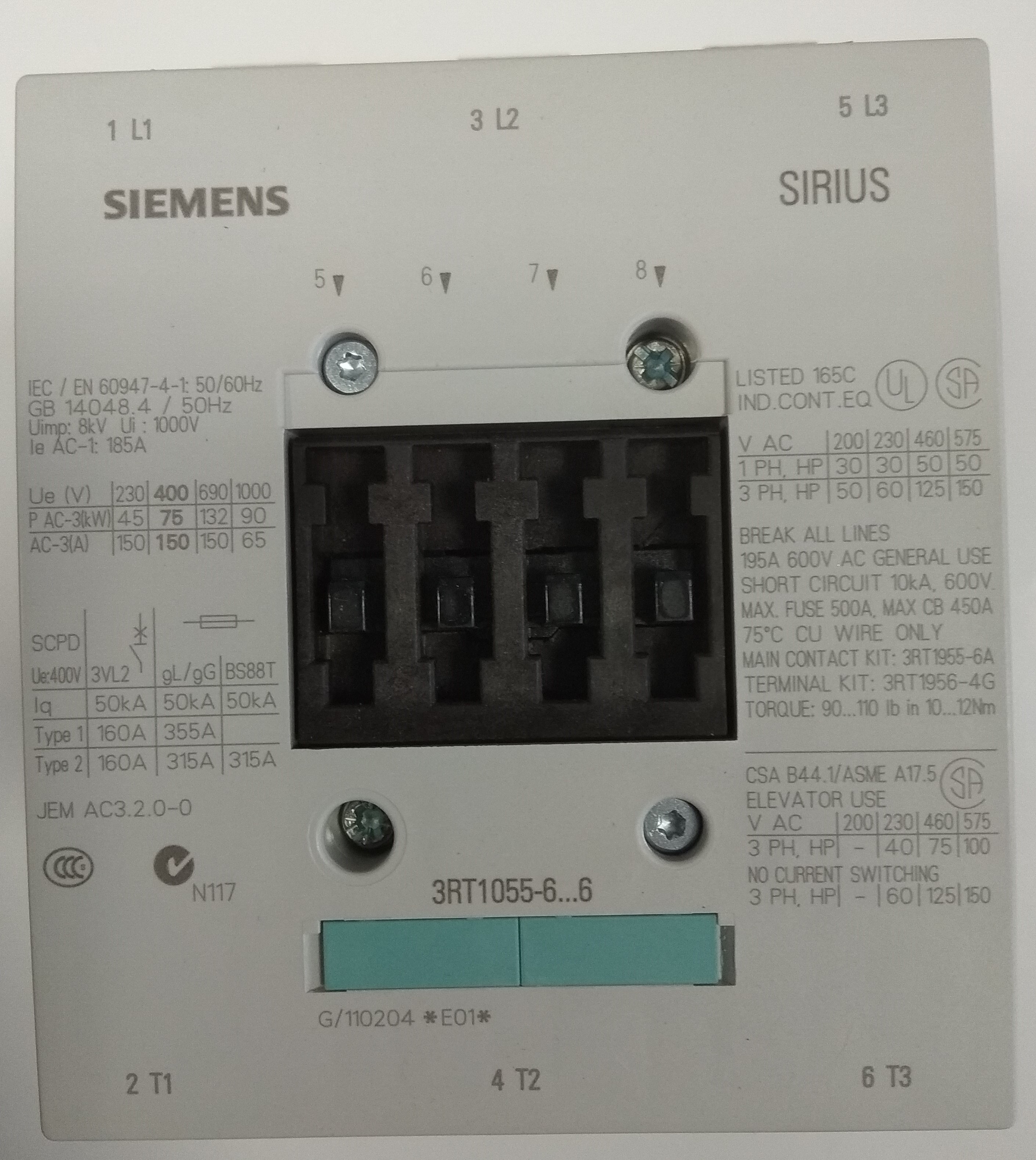 SIEMENS 3RT1055-6AP36 mágneskapcsoló