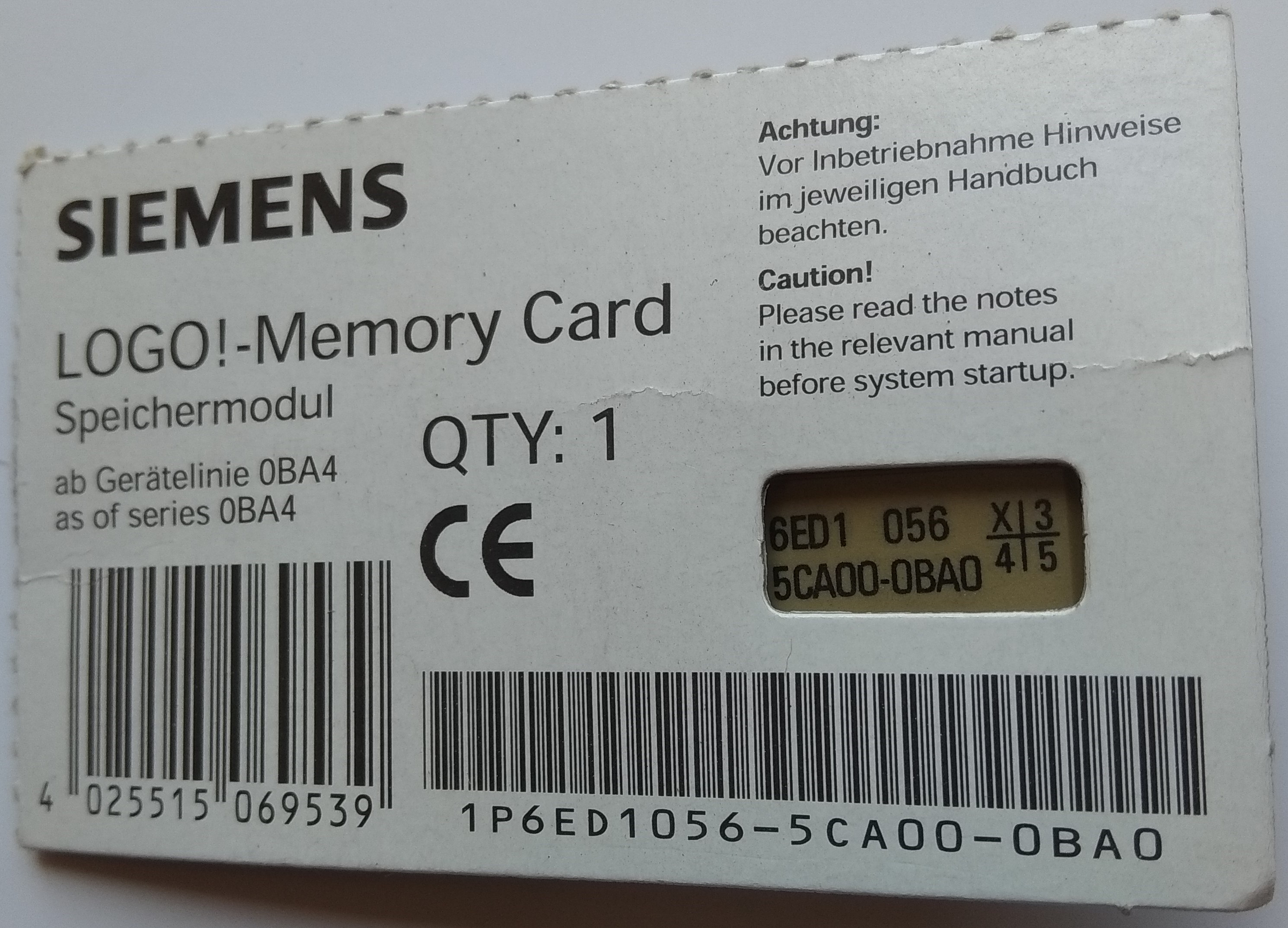 SIEMENS 6ED1056-5CA00-0BA0 LOGO! memória kártya