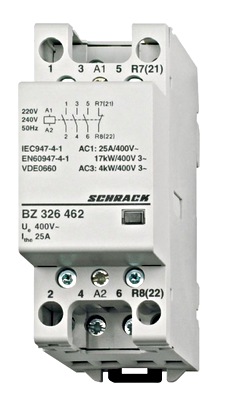 SCHRACK BZ326462 Sorbaépíthető mágneskapcsoló 25A/4kW, 3Z+1NY ,24V AC